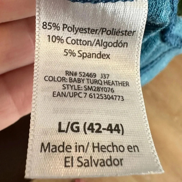 SwissTech short Sleeve Polo shirt. Baby Turquoise Heather Size Large - Picture 6 of 9